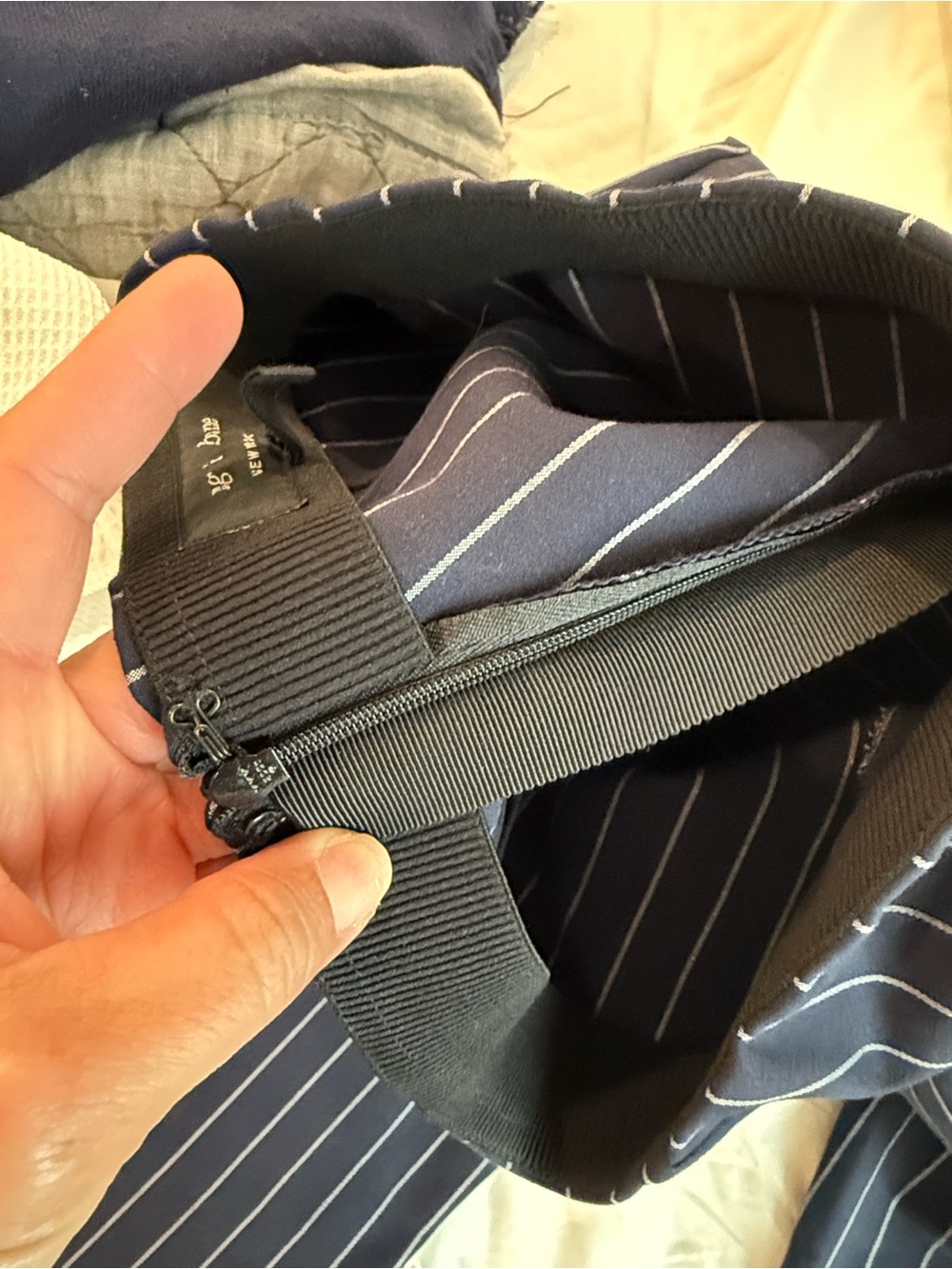rag & bone Navy Pinstripe Tapered Dress Pants - Picture 10 of 13